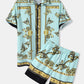 Mens Luxury Baroque Print Short Sleeve Drawstring Two Piece Outfits