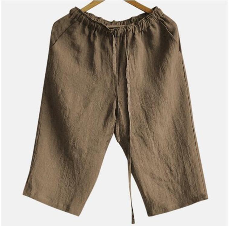 Men's Cotton Linen Casual Short Pants Loose Breathable Shorts