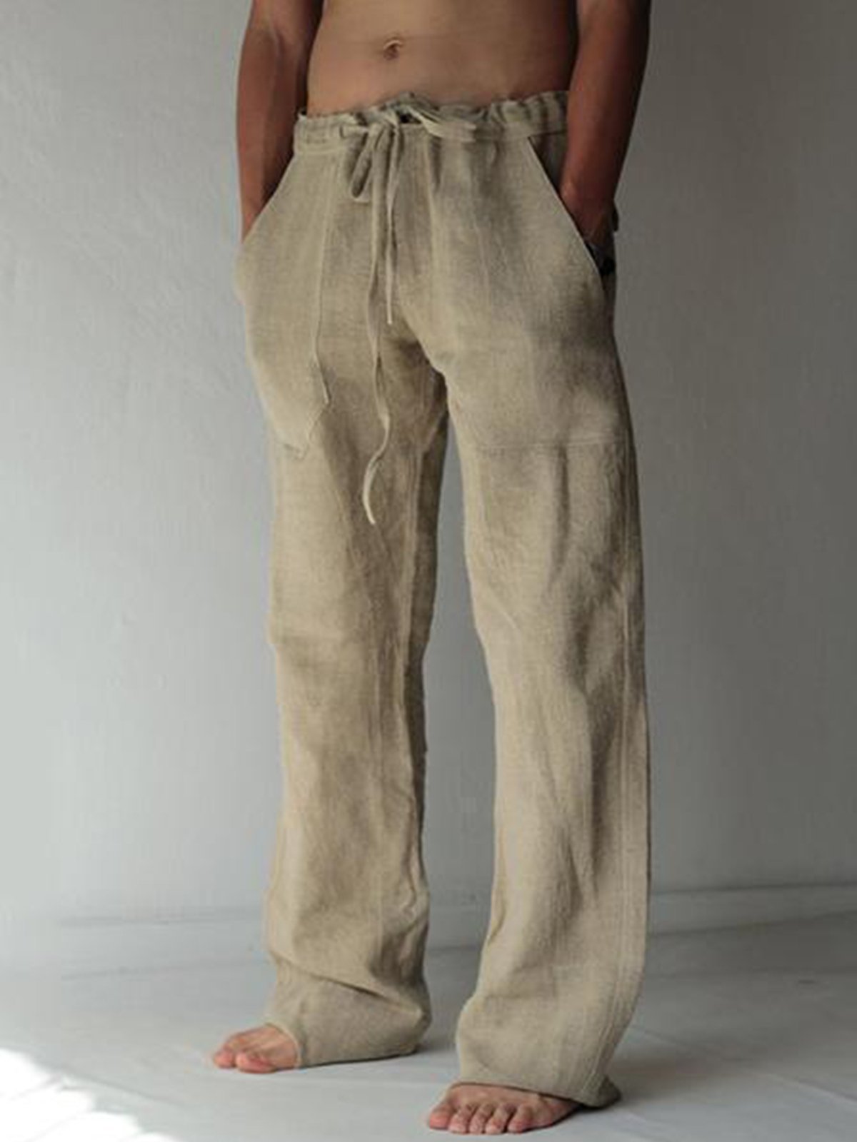 Men's linen pocket casual trousers