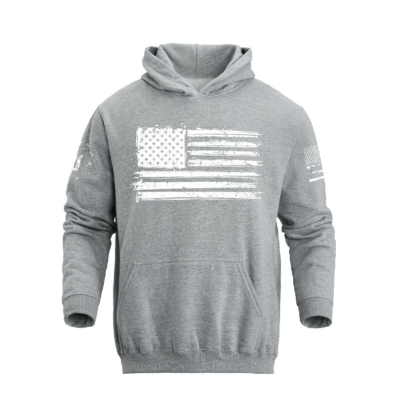 Men's 100% Cotton Regular Fit Retro American Flag Graphic Hoodie