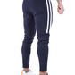 Men's Slim Stretch Waist Two-Bar Striped Print Sweatpants Light Grey XL