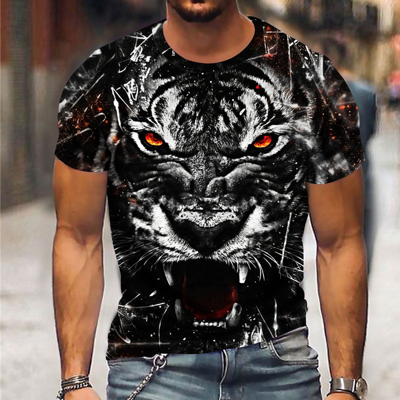 Men's 3D Abstract Print T-Shirt Black S