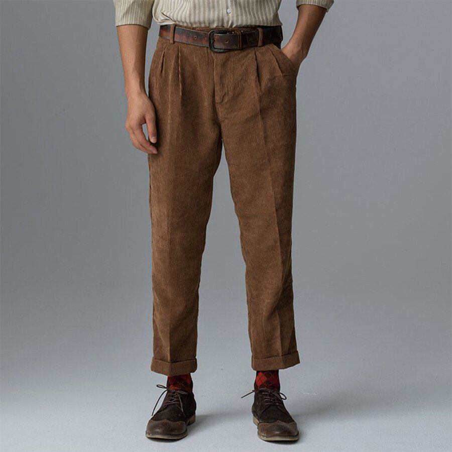 Men&#039;s Casual Loose Corduroy Trousers-Artgown.com Brown L