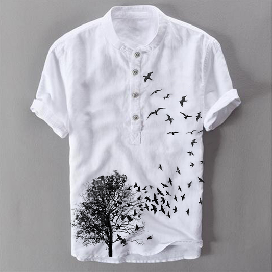 Pre-sale men's casual printed short-sleeved shirt