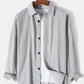 Mens Corduroy Pure Color Lapel Basics Dropped Shoulder Shirts