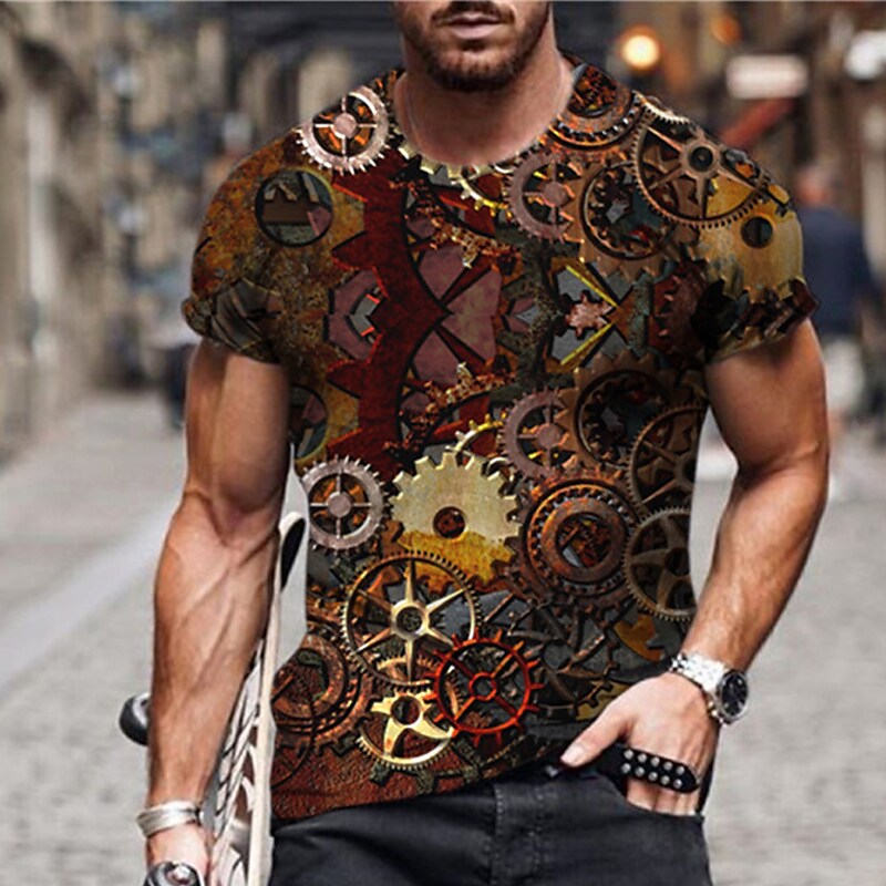 Men's Unisex T shirt 3D Print Graphic Prints Machine Crew Neck Street  Coffee S