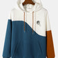 Mens Rose Print Color Block Patchwork Street Drawstring Hoodies