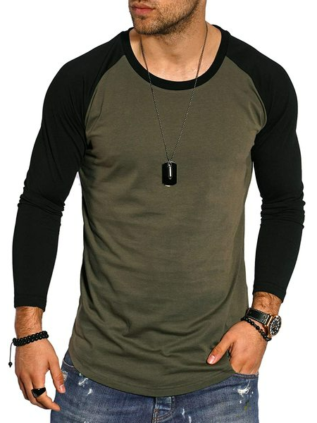 Long Sleeve Casual Crew Neck Shirts & Tops As Picture M