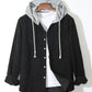 Mens Solid Corduroy Hooded Shirt Casual Two Pieces Outfits With Drawstring Shorts