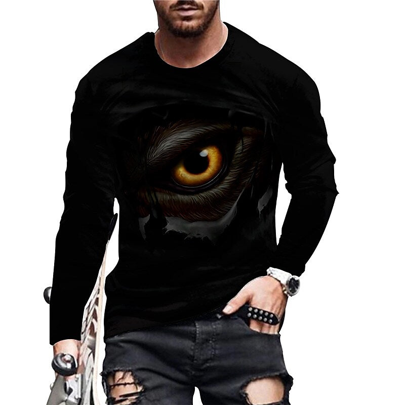 Men's Unisex T shirt 3D Print Graphic Prints Eye Crew Neck Daily Holid Black S