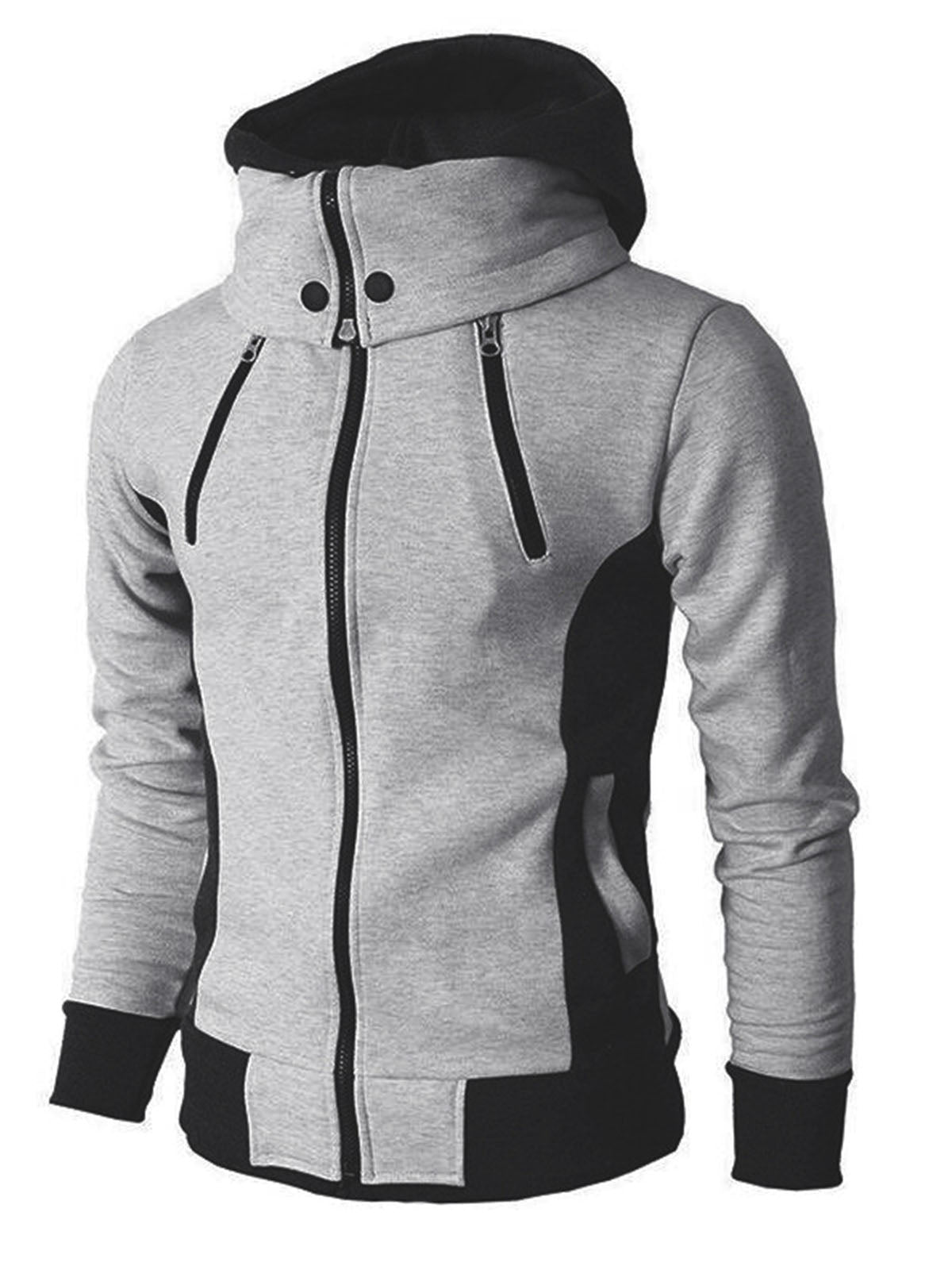 Man Casual Fleeced Hoodie Solid Coats