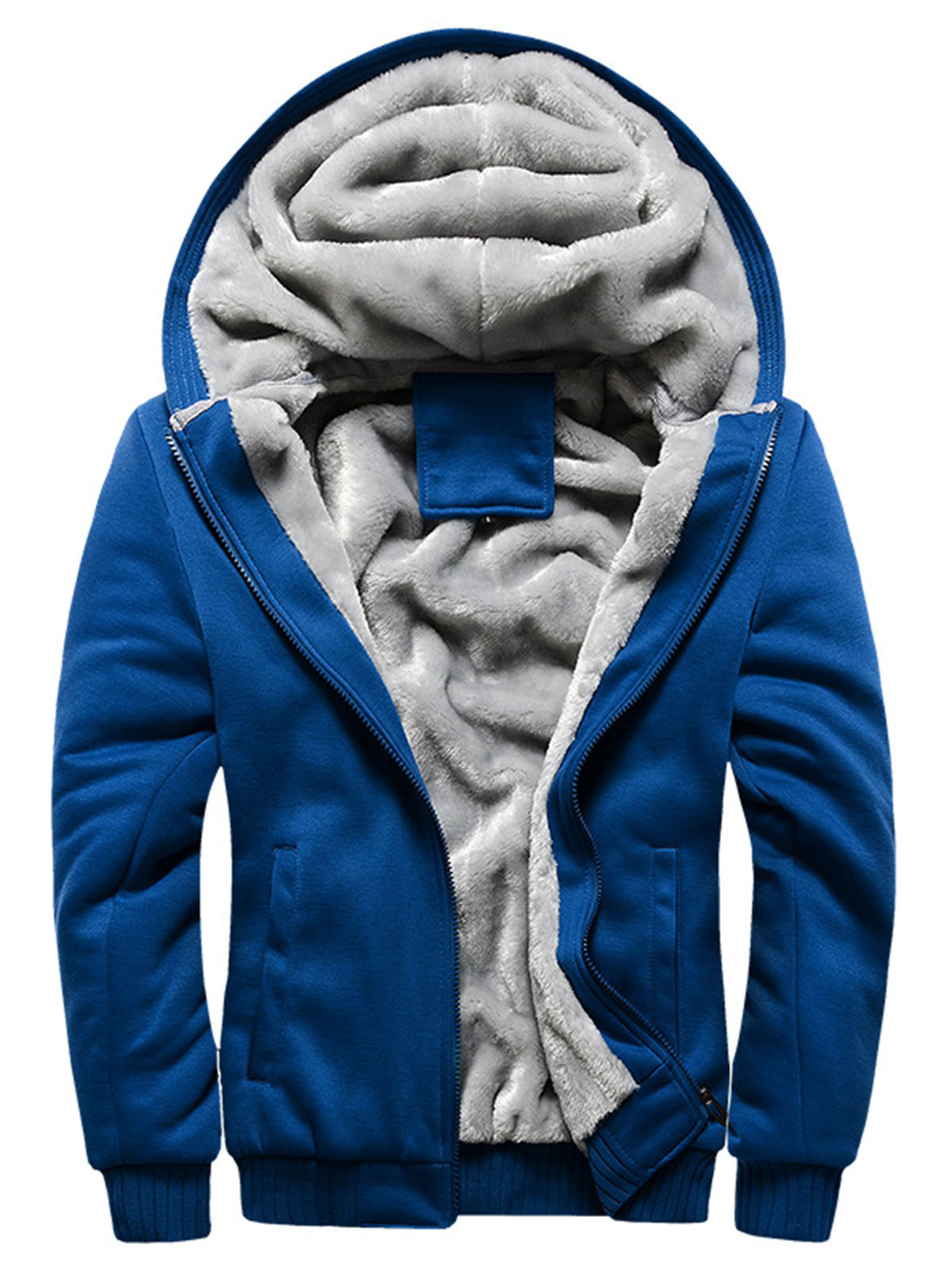 Man Casual Fleeced Hoodie Coats