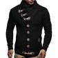 Men Solid Color Horn Button Sweater