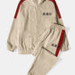Mens Side Stripe Character Embroidery Zip Jacket Corduroy Two Pieces Outfits