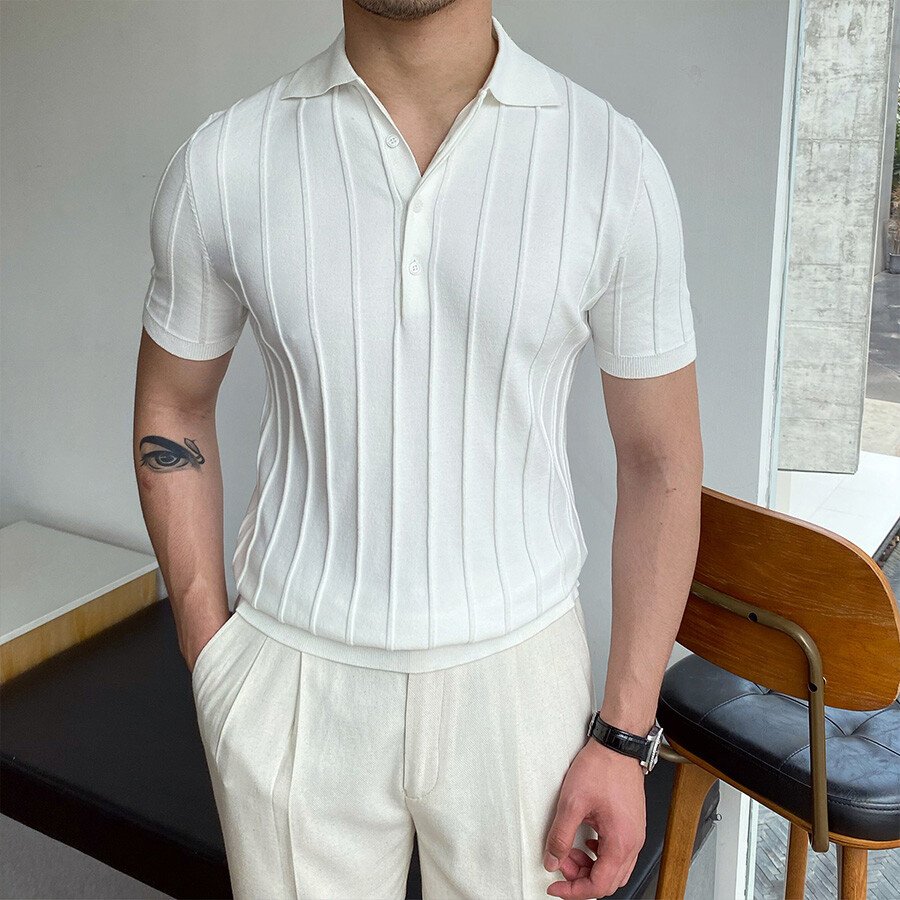 Men&#039;s Casual Short Sleeve Knit T-Shirt White M