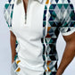 Men's geometric print casual polo shirt