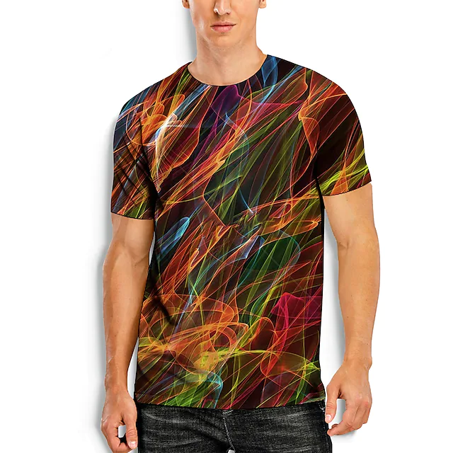 Men's 3D Abstract Print T-Shirt Purple 3XL