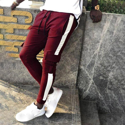 Men Patchwork Casual Drawstring Sweatpants