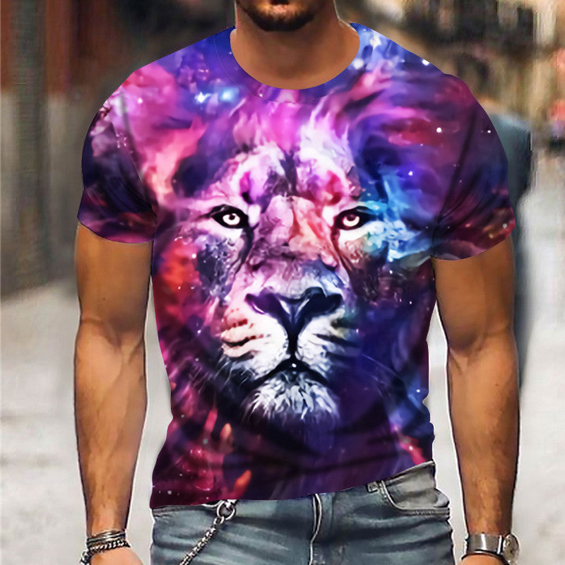 Men's 3D Abstract Print T-Shirt Pink S