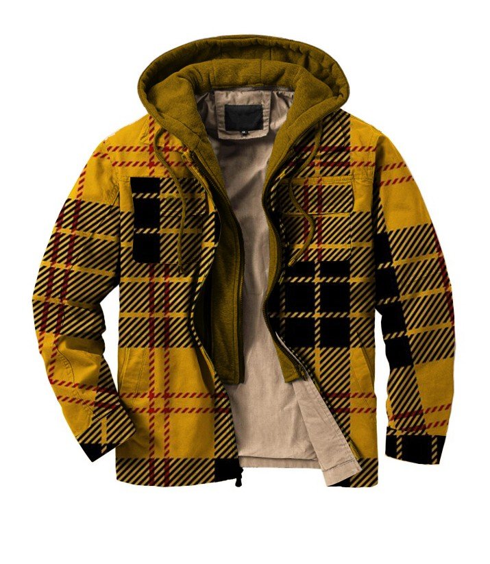 Men's plaid pattern casual fake two-piece long-sleeved jacket