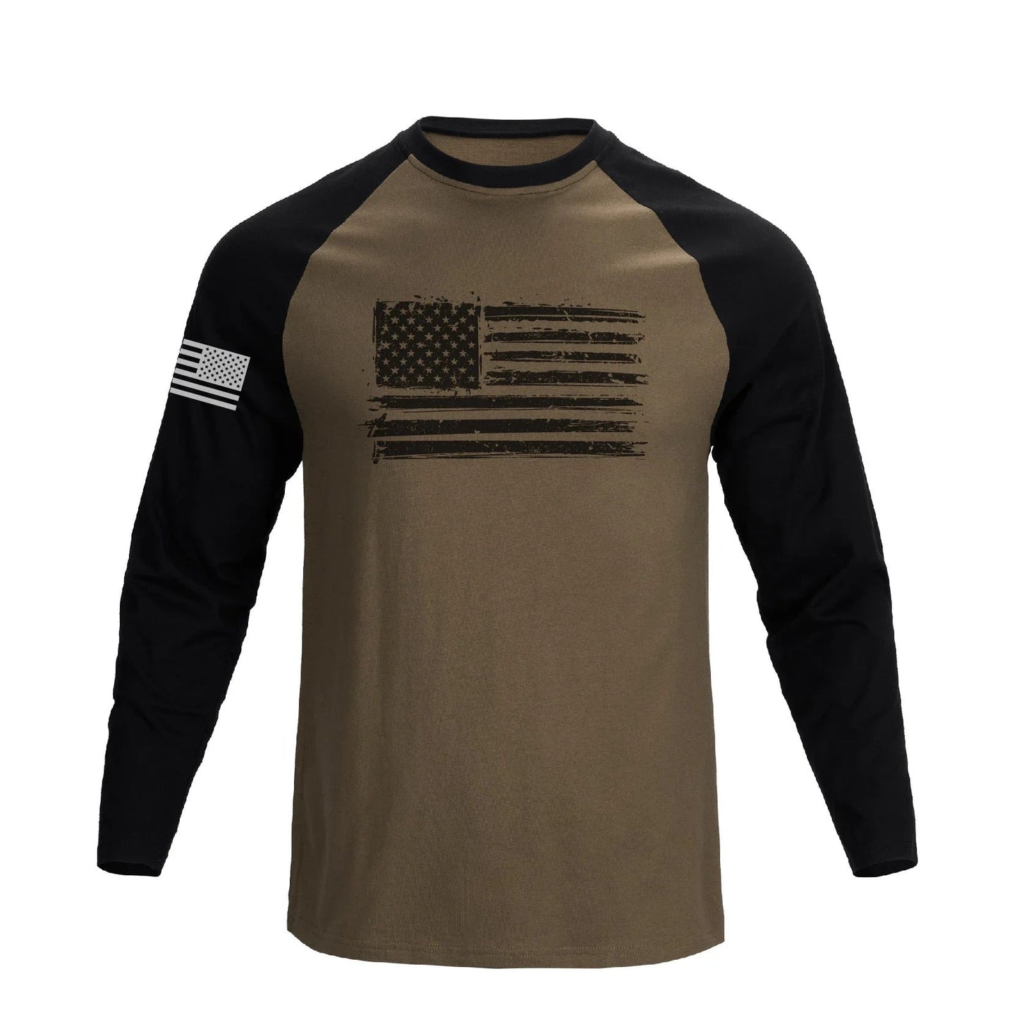 Men's 100% Cotton American Flag Graphic Raglan Sleeve Long Sleeve T-shirts