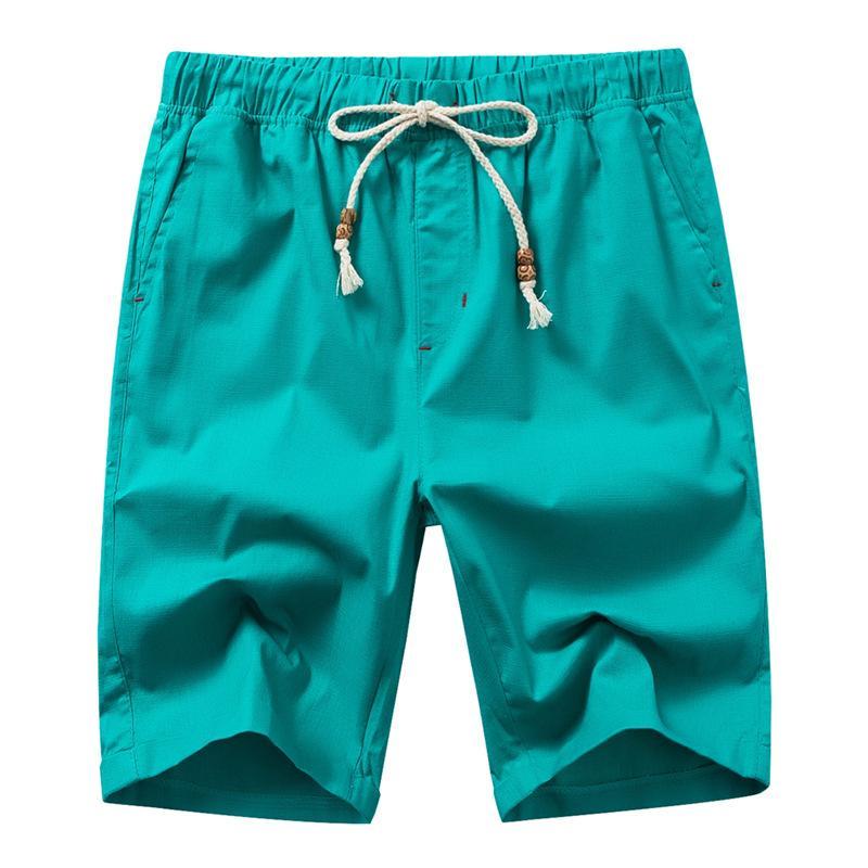 MANFLARE - Summer Mens Solid Color Cotton Linen Shorts