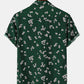 Mens All Over Floral Print Green Short Sleeve Lapel Holiday Shirt