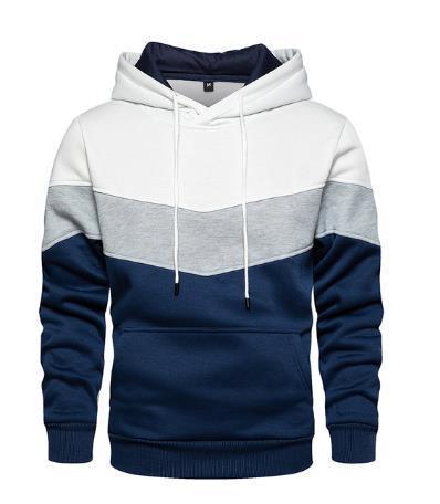 Men's loose color matching casual sports hooded sweatshirt