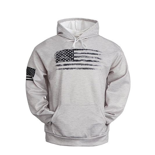 Men's American Flag Print Patriotic GraphicDistressed Hoodie