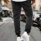 Men's Stretch Waist Stitching Contrast Sports Pants Black XXL