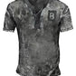 Men's Vintage Casual Henley Collar Short Sleeve T-Shirt 1 M