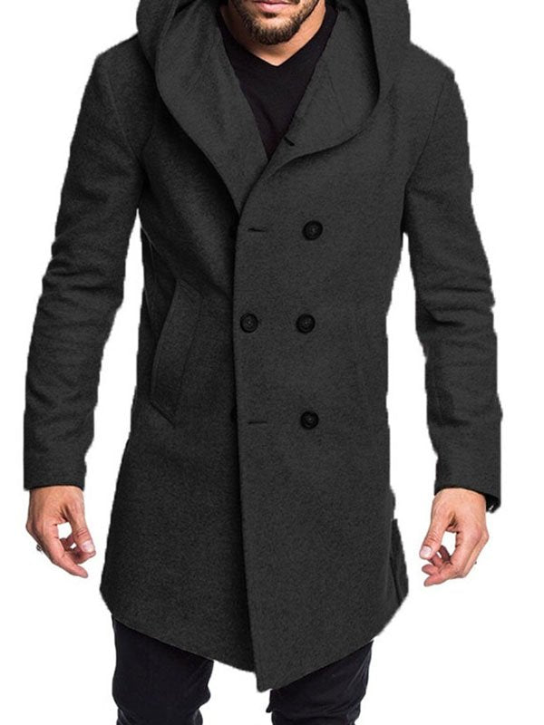 Men's Hooded Woolen Coat