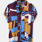 Mens Geometric Colorful Block Printed Short Sleeve Shirt
