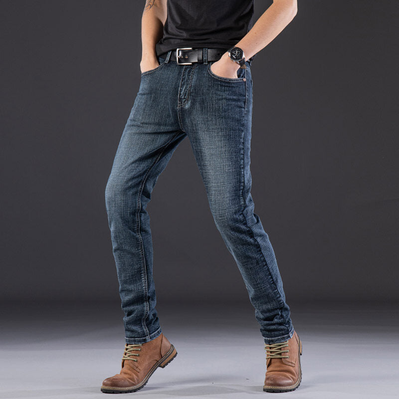 Men's casual loose straight-leg jeans