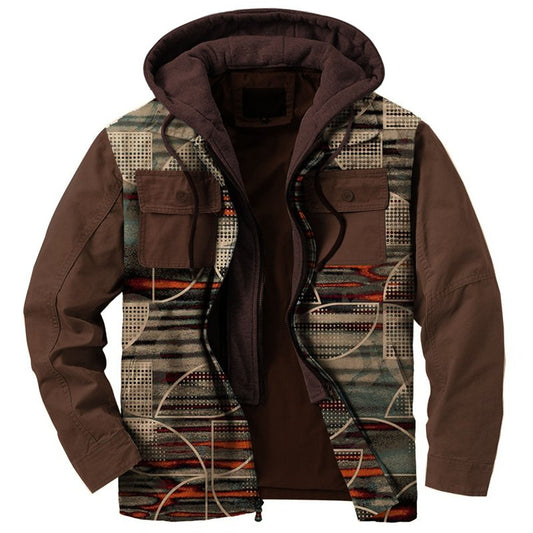 Men's casual color contrast stitching long-sleeved jacket