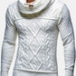 Mens Turtleneck Cable Warm Long Sleeve Knitted Sweaters