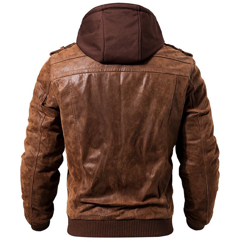 Mens Outdoor Cold-proof Motorcycle Leather Jacket