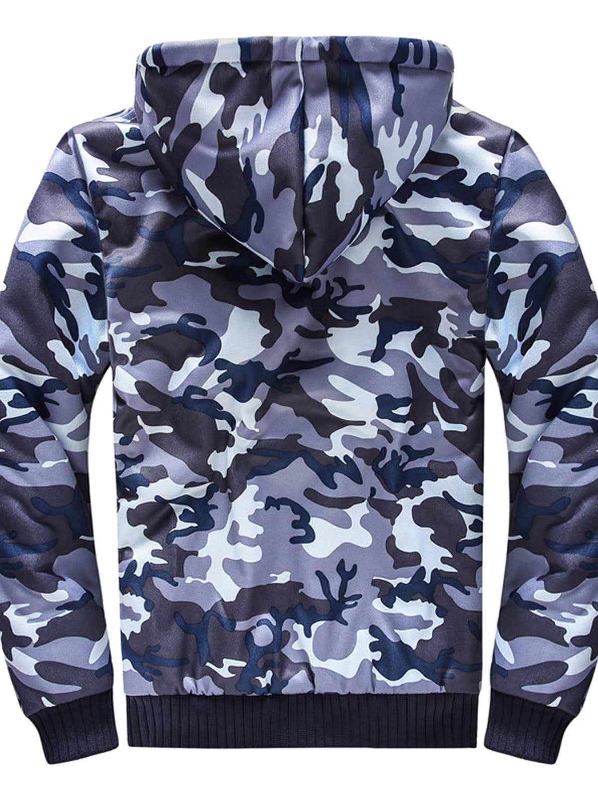 Man Casual Fleeced Hoodie Printed Coats