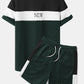 Preppy Mens Patchwork Letter Color Crew Neck Short Sleeve Two Pieces Outfits