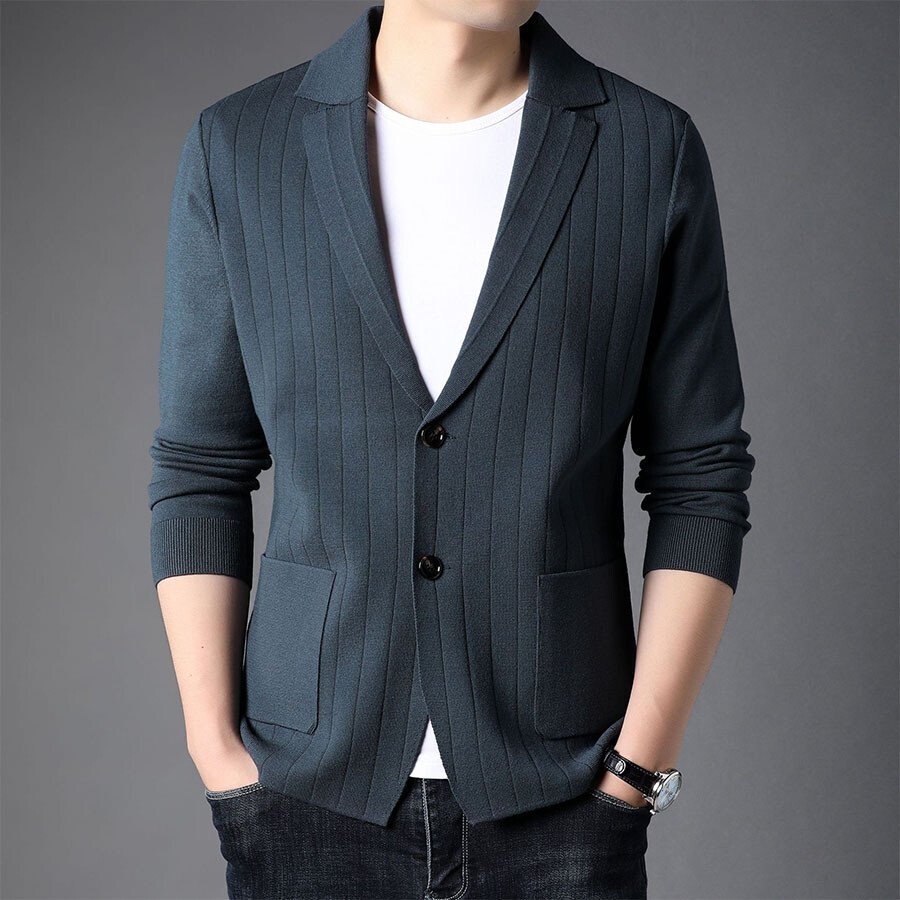 Men&#039;s Casual Knitted Cardigan Top Black XL