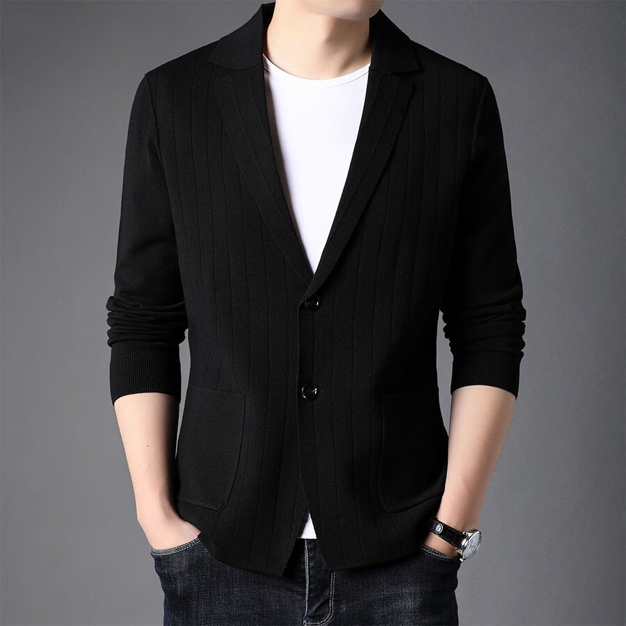 Men&#039;s Casual Knitted Cardigan Top Black M