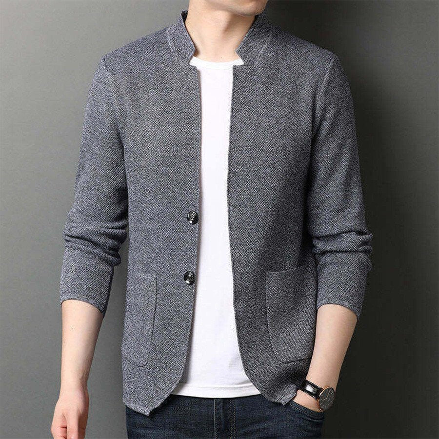 Men&#039;s Casual Knitted Cardigan Top Black L