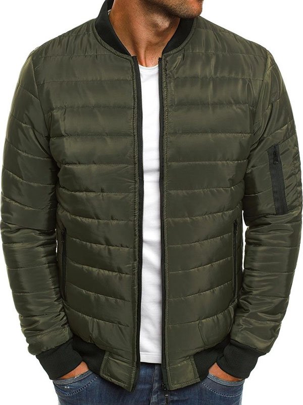 Men's Warm Solid Color Simple Coat