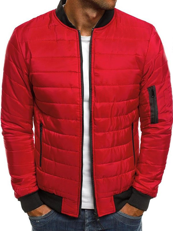 Men's Warm Solid Color Simple Coat