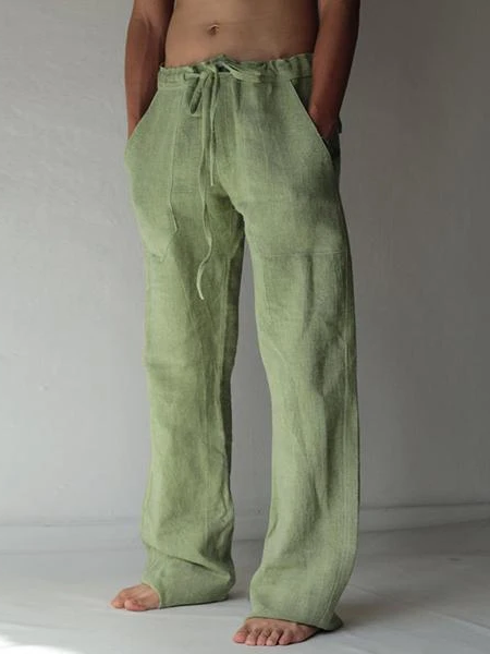 Men's linen pocket casual trousers