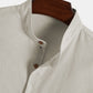 Mens Cotton Linen Stand Collar Button Pocket Basics Long Sleeve Shirts