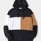 Mens Color Block Stitching Hoodie Long Preppy Two Pieces Outfits