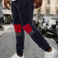 Men's Stretch Waist Stitching Contrast Sports Pants Black L