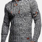 Mens Cable Knitted Toggle Front Warm Hooded Sweaters