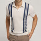 Men&#039;s striped color-block short-sleeved sweater T-shirt Beige S